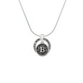 thumbnail image 2 of Delight Jewelry Silvertone Antiqued Round Seal - Initial - B - Gymnastics Mom Ring Charm Necklace, 18", 2 of 4