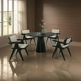 thumbnail image 6 of Bili 5pc Round Dining Table and 4 Armchairs Set- Open Back- Beige- Black, 6 of 6