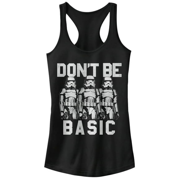 Junior's Star Wars Don't Be Basic Stormtroopers Racerback Tank Top Black 2X Large