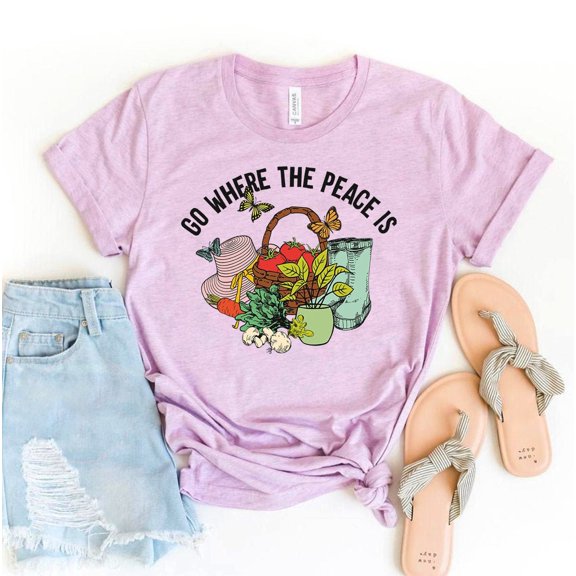 Go Where The Peace Is T-shirt Motivational Tee Inspirational Gift Shirt Human Equality Top Flowers Shirts Women's Mom Crewneck