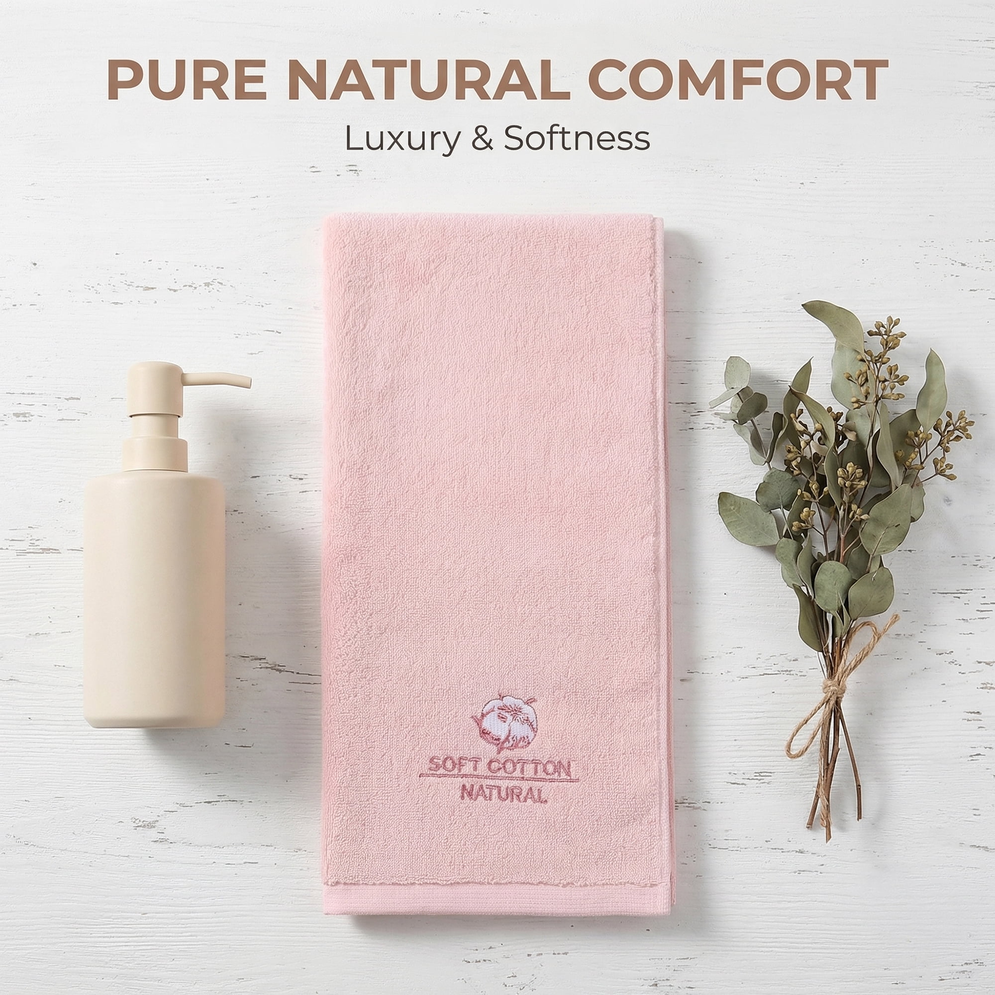 Unique Bargains Ultra Soft Cotton Absorbent Hand Towel with Embroidery Pink 29" x 13"