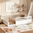 thumbnail image 3 of Bellemave Queen Size Floor Bed, Queen Montessori Bed Frame with High Fence Rails, Solid Wood Queen Beds Frame, Easy Assembly Platform Beds,White, 3 of 8