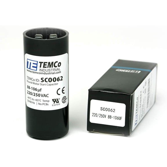 TEMCo 88-106 uF MFD CD60 Start Capacitor 220-250V AC Round | 50/60 Hz