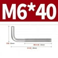 thumbnail image 2 of L Shape Foundation Bolts 304 Stainless Steel Right Angle Anchor Bolt Long Square Bend Screw，M4 M5 M6 M8 M10 M12 L Shaped Screws, 2 of 6
