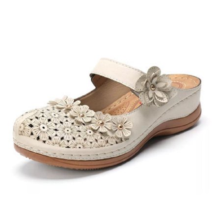 

Women s Hollow-Out Flat Sandals Soft and Wide Sandals with PU Leather Upper for Party Outfit Cloth Matching