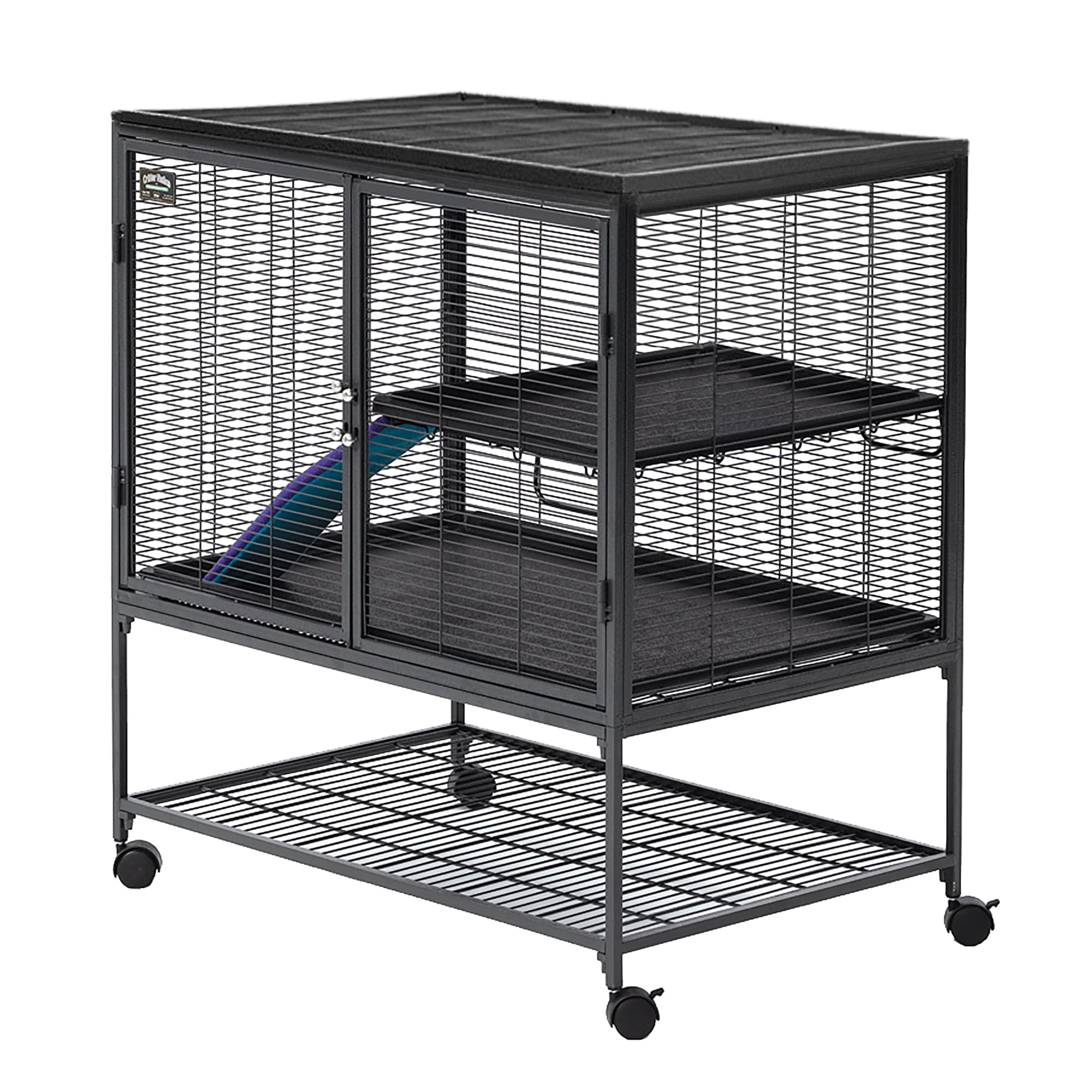 Critter Nation by MidWest Homes for Pets Single Unit Small Animal Cage, Habitat for Rats, Chinchillas, Ferrets, Sugar Gliders, Tool-Free Assembly, with Full-Width Doors, Shelf and Removable Base Pan