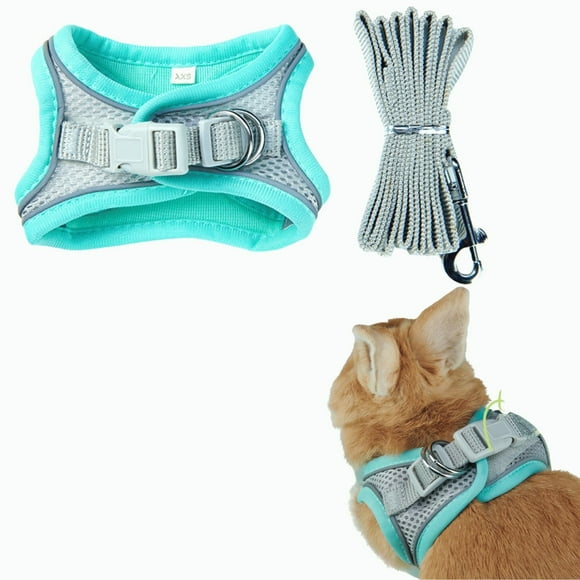 Product Classification Leashes Product Title Breathable Harness And Leash Set With Reflective Strips Small Puppy Vest Jacket Suitable For Walking Green M