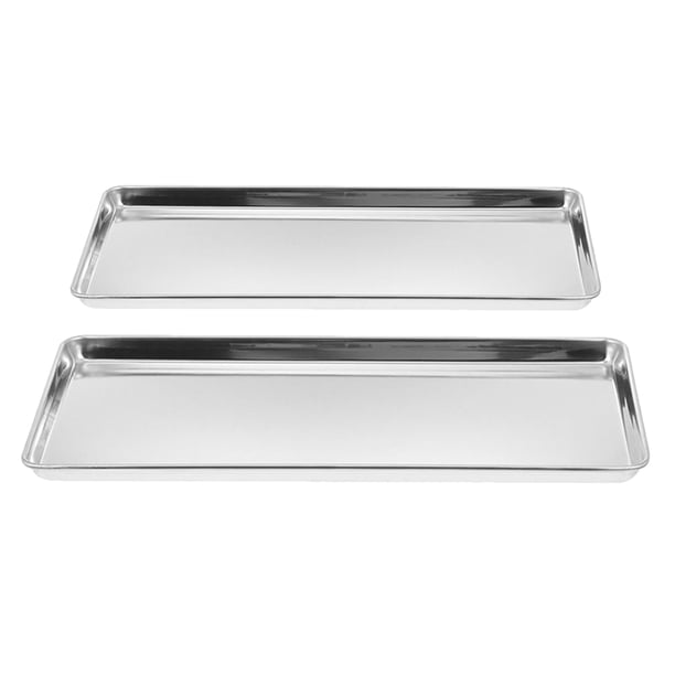 platos llanos rectangulares de acero inoxidable para cena, ideales para aperitivos, comida y bebidas en casa, restaurantes y hoteles.