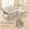 thumbnail image 4 of RADIATA 3 Pcs Boho Outdoor Furniture Set with Ice Bucket Wicker Patio Sectional Lounge Sofa, Cream, 4 of 10