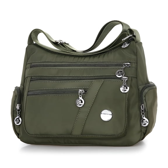 GASTROPOD 2026 New Women Multi Pockets Crossbody Bag Waterproof Nylon Single Shoulder Bag Travel Purses Handbags Travel Crossbody Bags for Women, Green