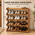 thumbnail image 3 of MEHOOM 5 Tier Bamboo Shoe Rack Organizer for Closet, Entryway, Dorm, Garage, Sturdy Shoe Storage Shelf, 28"x11"x27" (Natural), 3 of 11