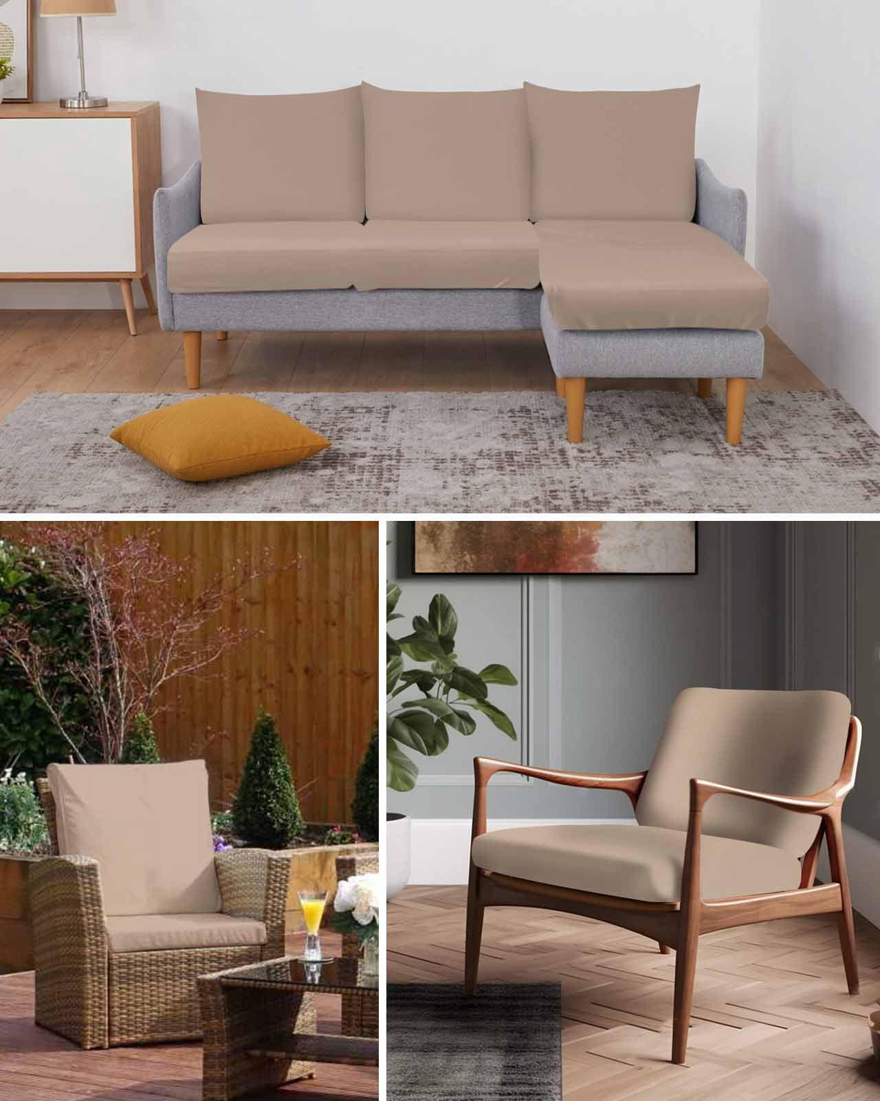 Warm Beige Couch Cushion Covers Stretch, Washable Sofa Seat Covers Individual Seat Cushion Sofa Slipcovers Solid Color Farmhouse Beige Couch Cover Furniture Protector S-1PCS