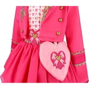 Guvpev Halloween Princess Costume for G'irl's, Pink Princess Dress with Jacket, Belt & Heart Bag, Halloween Cosplay Party Outfit & Fancy Dress Up