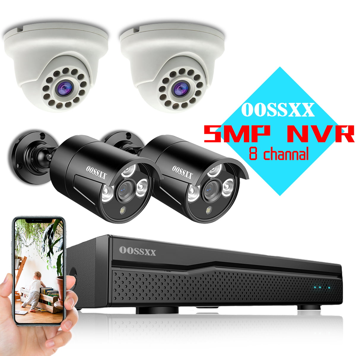 Wired 8ch Home Security Camera Outdoor System,DVR Video Surveillance Security Camera System