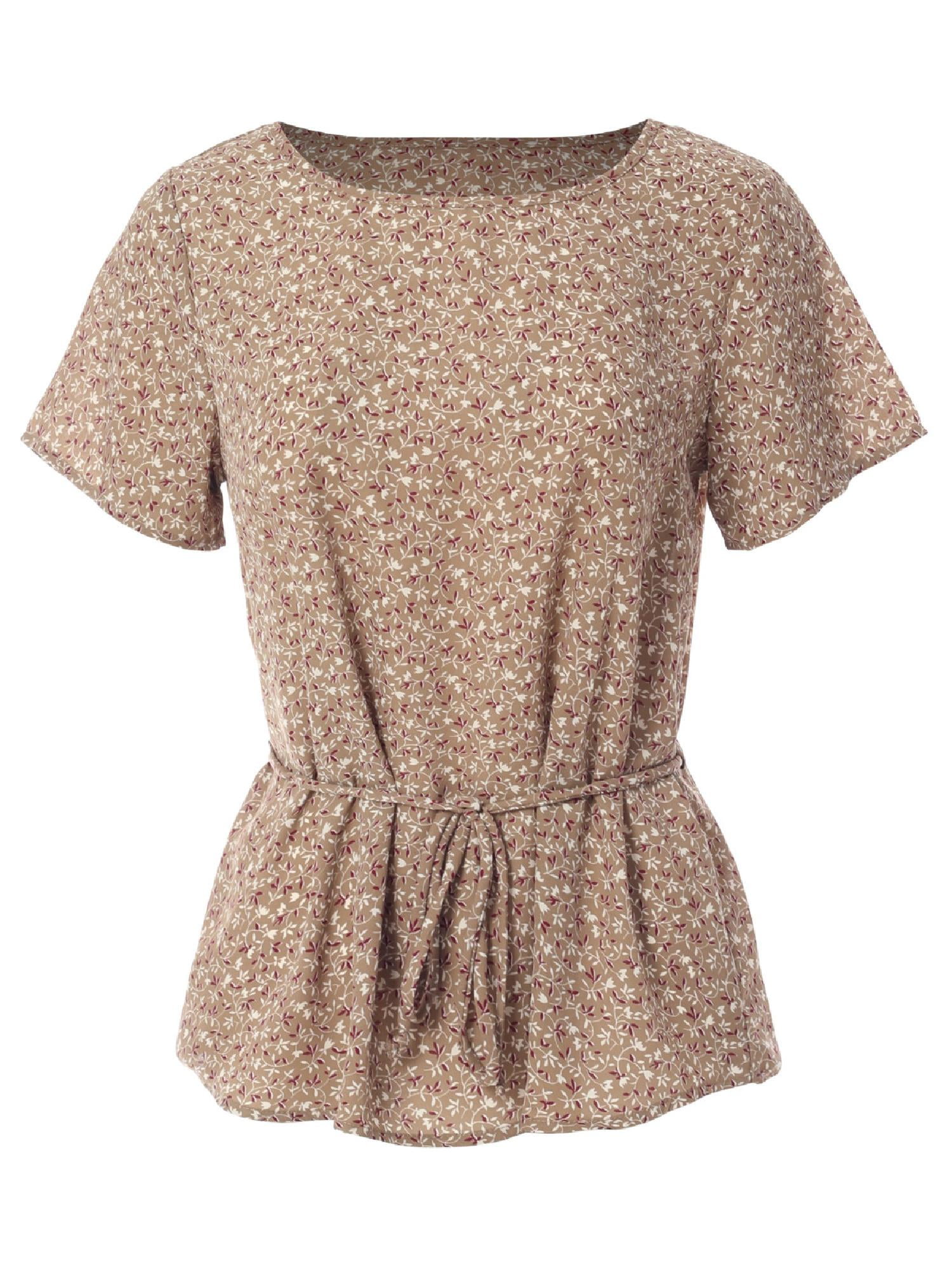 Round Neck Half Flutter Sleeve Tunic Blouse
