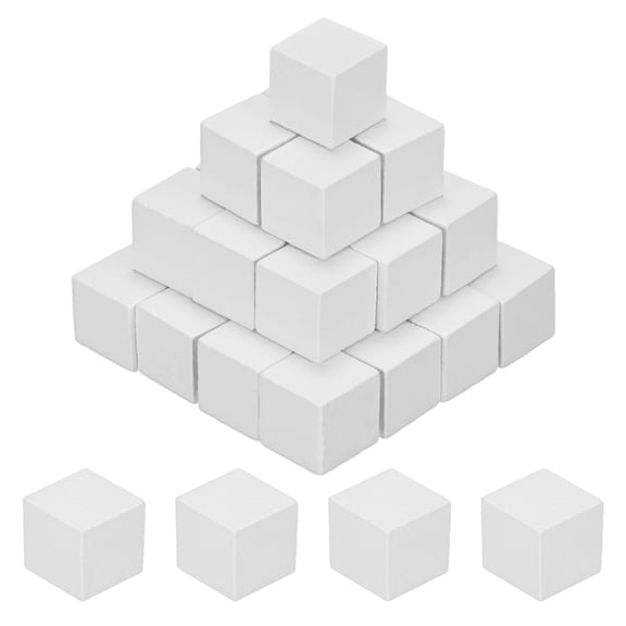 Uxcell 50-Pack DIY Wooden Cube, 1cm Square Colored Natural Wood Blocks, White