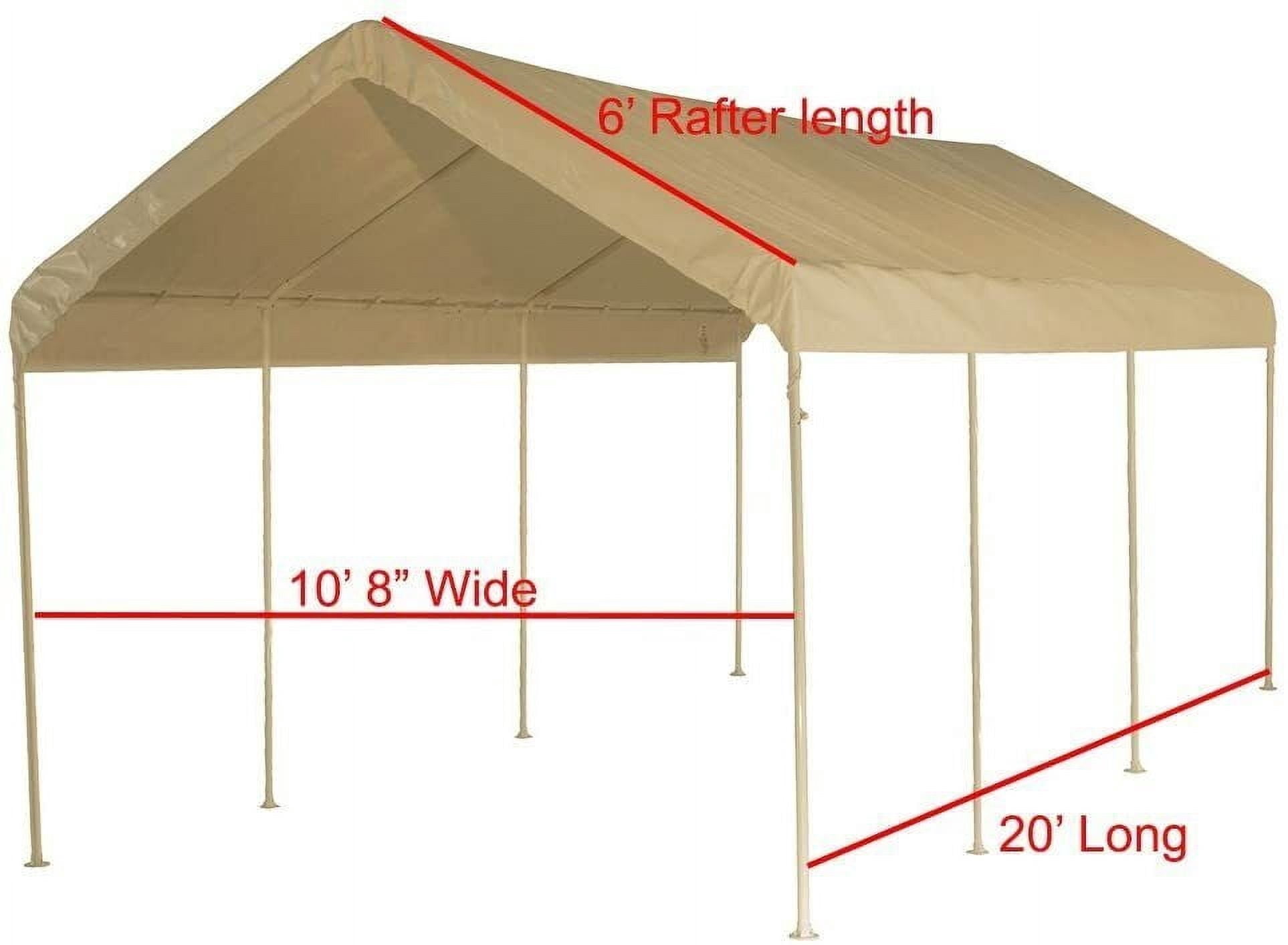 12' X 20' Canopy Replacement Cover - for Frames 10' W X 20' L (See Diagram) Beige Carport Replacement Top