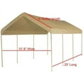 thumbnail image 3 of 12' X 20' Canopy Replacement Cover - for Frames 10' W X 20' L (See Diagram) Beige Carport Replacement Top, 3 of 5