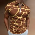 thumbnail image 2 of Brown Yellow Giraffe Print Pattern Men Zipper T-shirt Summer Casual Short Sleeve T-shirt Top, 2 of 7