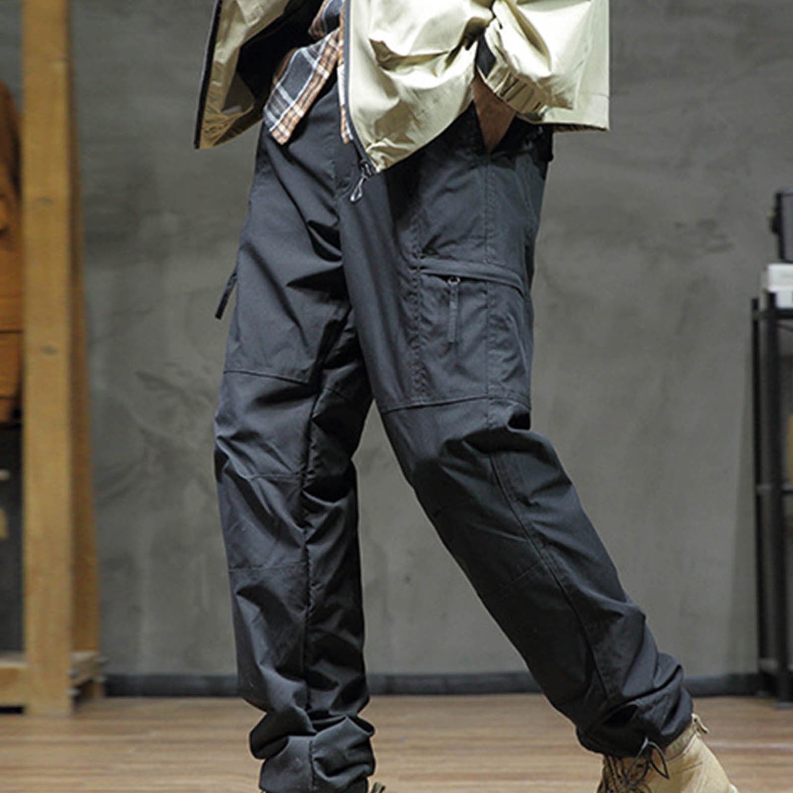 JUUYY Men's Fleece Lined Outdoor Cargo Hiking Pants Elastic