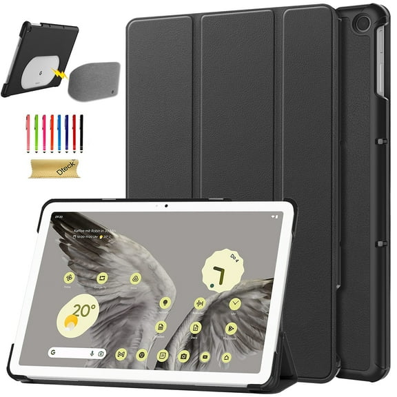 Decase Compatible with Google Pixel Tablet 2023 11 Inch, Shockproof Multiple Viewing Angles Stand Lightweight Ultra Slim Shell Hard PC PU Leather Back Protective Cover,Black