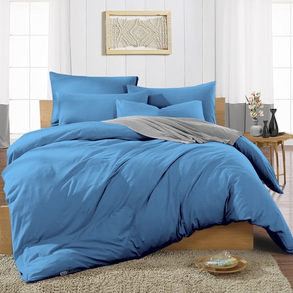 SGI Bedding Oversized King Size Duvet Covers Egyptian Cotton 1000 TC 3 Piece Set Mediterran blue Solid