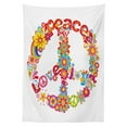 thumbnail image 3 of Ambesonne Colorful Tablecloth Rectangular Table Cover, Peace Love Joy Flowers, 52"x70", Multicolor, 3 of 4