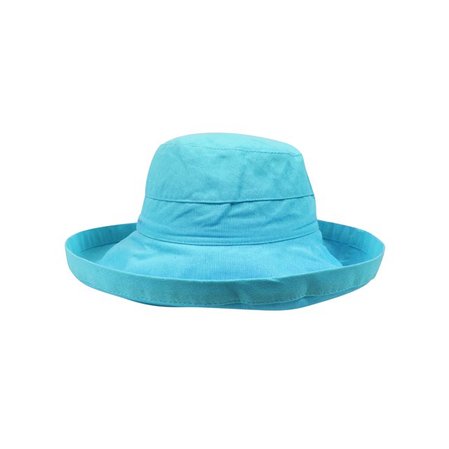 Top Headwear Womens Cotton Hat Big Brim with Inner Drawsting UPF 50+, Turquoise