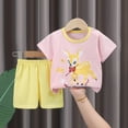 thumbnail image 4 of TOWED22 Kids Toddler Girl Clothes Summer 2 Piece Outfits Love Printed Square Neck Bubble Sleeve Top+Solid Color Shorts Set(Light Pink,18-24 M), 4 of 4