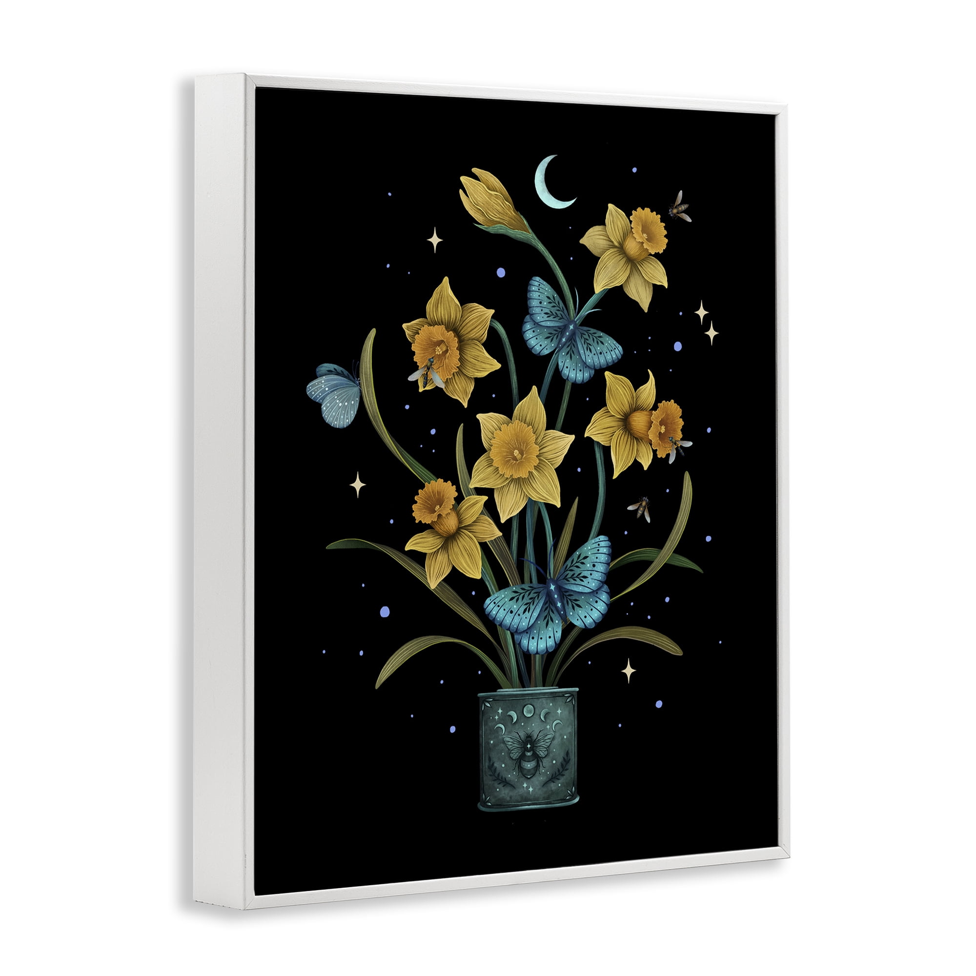 Stupell Industries Mystical March Daffodils White Framed Giclee Art, design by Episodic Drawings