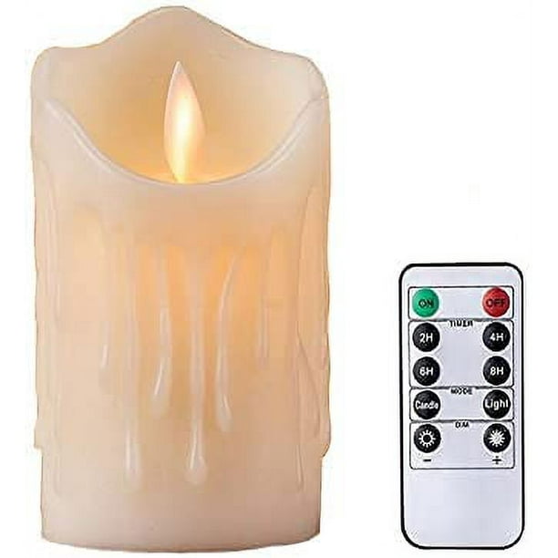 Softflame Velas Navideñas Sin Llama Con Control Remoto, 3" X 5" Funcionan Con Baterías Parpadeantes Mecha 3D Cera Real Pilar Vela Gnomo Navideño