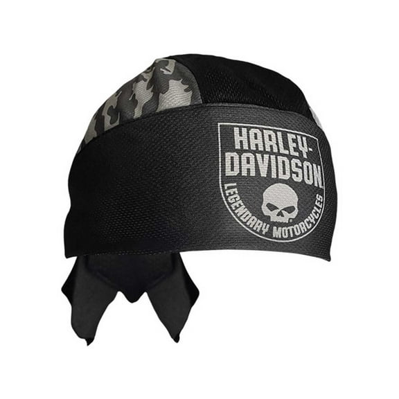 Harley-Davidson Men's Camo Willie G Skull Polyester One Size Headwrap - Black, Harley Davidson