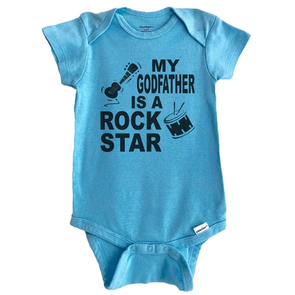 My Godfather Is A Rock Star Music Baby Bodysuit (Blue), 0-3 Months