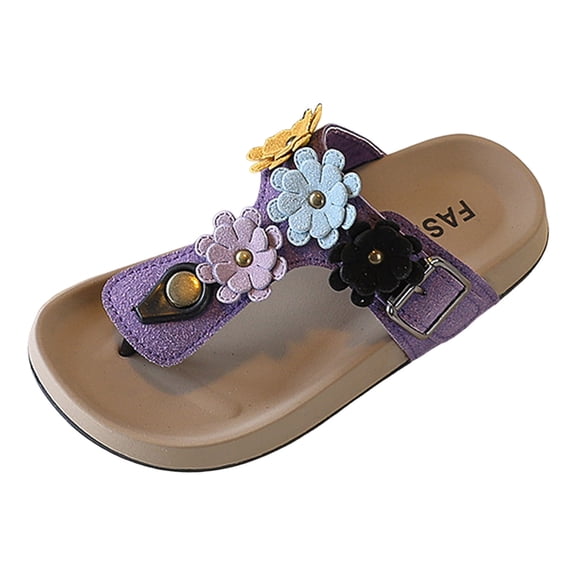 WNVMWI Little Girls Flip Flops Toddlers Summer Platform Sandals Kids Soft Soled Thong Sandal Childrens Beach Slippers Purple Size 9