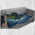 thumbnail image 6 of Earth Soft Flannel Fleece Blanket, Planet Covered with Blue Seas and Forest Continents Trees Greenery Nature, Cozy Plush for Indoor and Outdoor Use, 70" x 90", Blue Green Pale Blue, by Ambesonne, 6 of 6