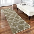thumbnail image 2 of FairOnly Brown 2'x8'Washable Silk Wool Geometric Runner Rug for Bedroom Non Slip Ultra Soft Modern Indoor Rug for Living Room Dining Room, 2 of 7