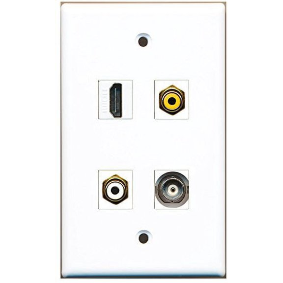 RiteAV - 1 Port HDMI 1 Port RCA White 1 Port RCA Yellow 1 Port BNC Wall Plate