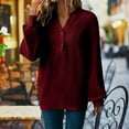thumbnail image 4 of Gnshining Hoodless Pullover for Women Button V-Neck Long-Sleeved Loose Solid Color Sweater Shirts, 4 of 8