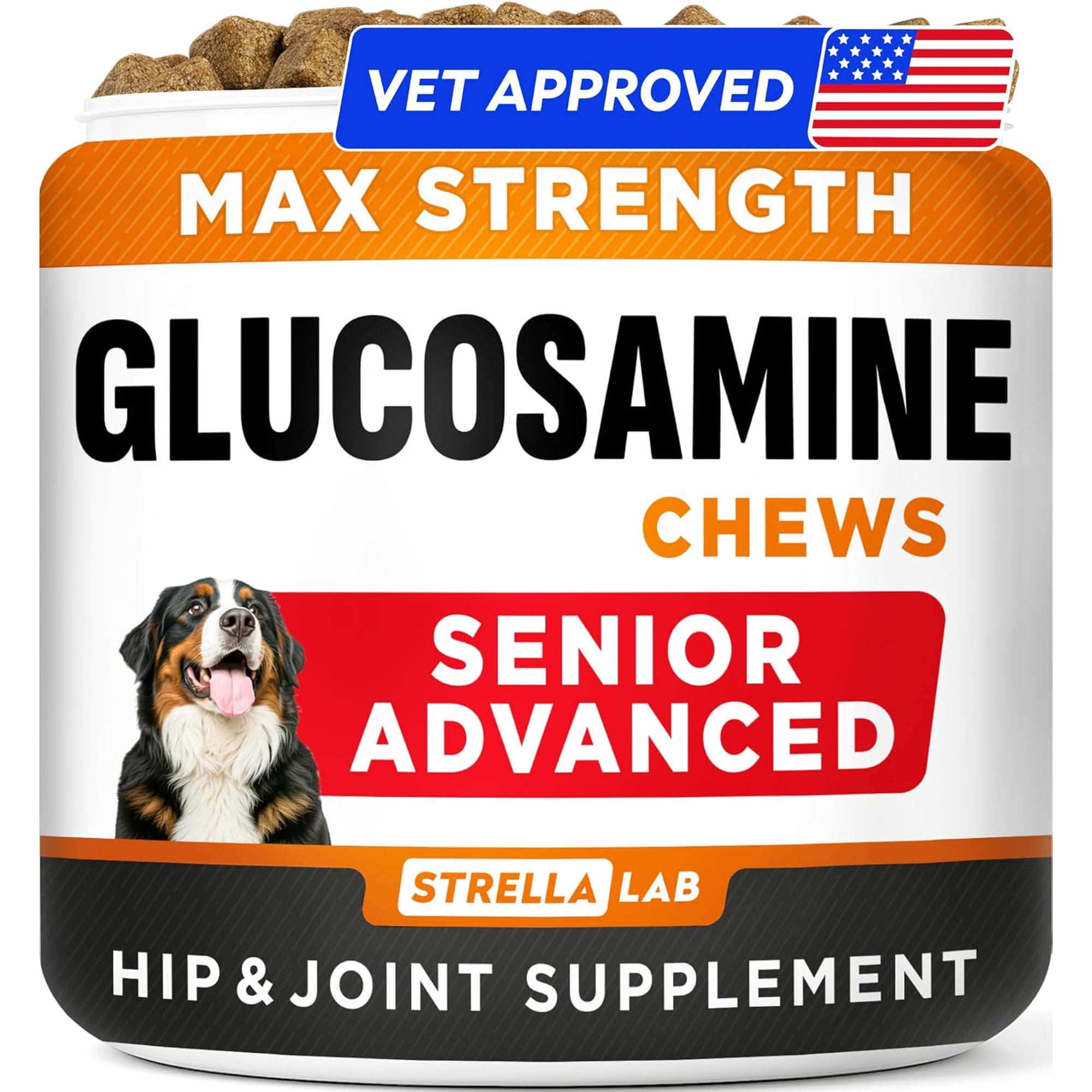 Premium Glucosamine Chews for Dogs - Hip and Joint Chews for Dogs with Chondroitin, MSM & Omega-3 Fish Oil - Dog Supplement for Joint Pain Relief - Bacon Flavor - 120 Count - made in USA