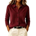thumbnail image 2 of Samdudou Womens Sweaters Collared Button Down Knitwear Long Sleeve Lightweight Fall Tops Casual Daily Work Office Cardigan for Fall Winter, 2 of 5