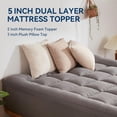 thumbnail image 2 of Dual Layer 5 Inch Memory  Mattress Topper  XL Size for Dorm Room, 2 Inch Gel Memory  Plus 3 Inch 1450 GSM Pillow Top Mattress Pad Cover,Dark Gray, 2 of 6