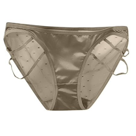 vigerkar Womens Panties Mesh Lace Briefs Underwear Low Rise Plus Size Panty Silky Tactile Touch Seamless Panties Grey  XL