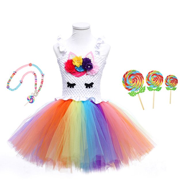 Vestidos de unicornio arcoíris para niños, niñas bebés, vestido de tutú de unicornio, disfraz de fiesta de Halloween, vestido de baile colorido para niños zhangyuxiang unisex