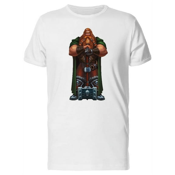 Smartprints Mens Graphic Tee - Dwarf With Warhammer - Regular Fit 100% Cotton