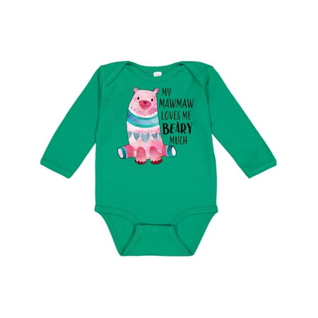 

Inktastic My Mawmaw Loves Me Beary Much with Cute Bear Gift Baby Boy or Baby Girl Long Sleeve Bodysuit