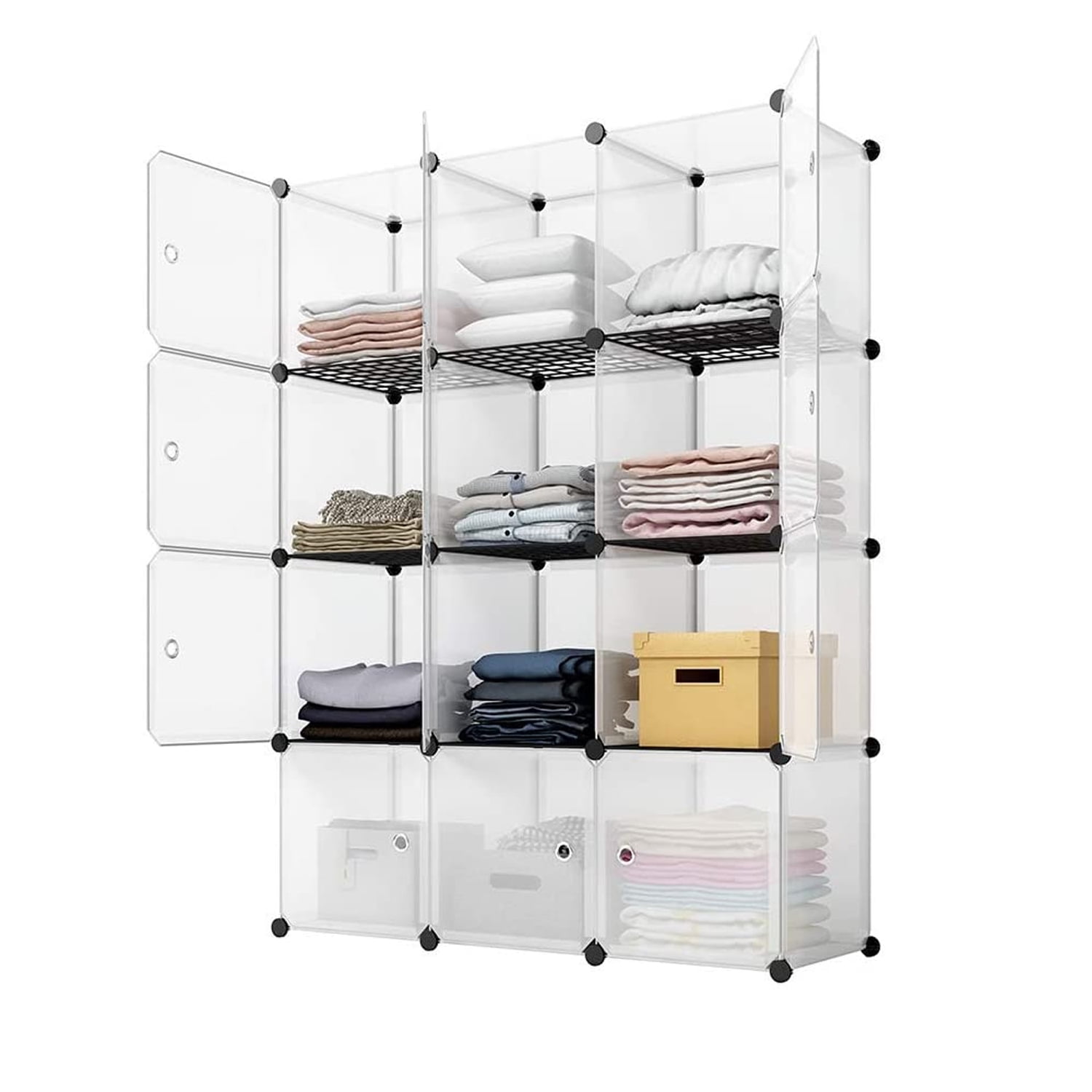 UWR-Nite Portable Storage Cubes - 14" x14" Cube (12 Cubes)-More Stable Cube Shelves with Doors, Modular Bookshelf Units, Clothes Storage Shelves, Room Organizer for Cubby Cube