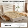 thumbnail image 6 of Luxurious Upholstered Wingback Storage Platform Bed with 60 inch High Headboard, Premium Linen, Dual Storage Drawers, and Sprung Slats-KING CREAM, 6 of 14