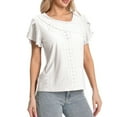 thumbnail image 2 of Otvok 2025 New Womens V-Neck Short-Sleeved Loose Shirt Solid Color Tops, 2 of 6