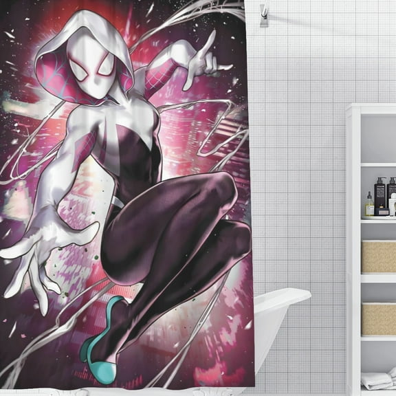 Gwen Spider Woman-theme Bathroom Shower Curtain Home Decor,Bath Curtains Durable Waterproof Bath Curtain , Adluts Girls Boys Bathroom Decor House Gifts 48x71inch（120cmX180cm）