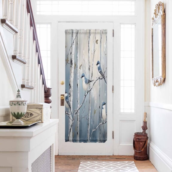 Vintage Oil Painting Forest Door Curtains for Door Window, French Sidelight Front Back Door Curtains With Tieback, Vintage Birds Branches Kitchen Rod Pocket Drapes Panel, 25"x72"